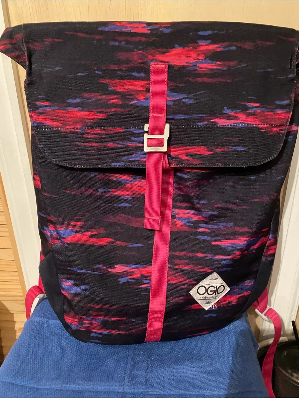 OGIO  Backpack with Red and Blue Pattern
